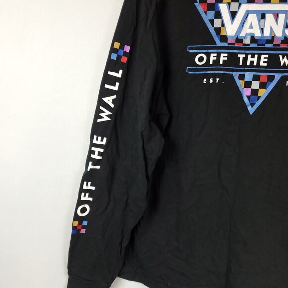 Vans Off The Wall Long Slv Black Checkered Graphic Print TShirt Sz X Large - Picture 9 of 11